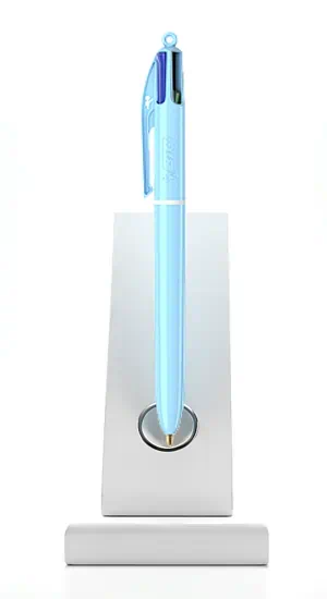 Bic de cuatro colores cuerpo azul pastel | Papeleris Bic de cuatro colores cuerpo azul pastel | bolígrafos baratos