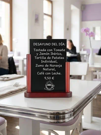 Minipizarras negras de sobremesa con base de madera | Pizarras negras