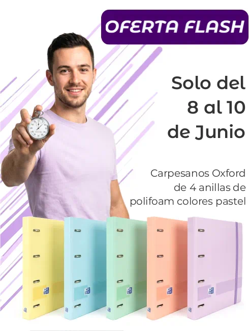 Oferta Flash de Carpesanos Oxford de 4 anillas de polifoam del 8 al 10 de Junio | Tienda de Papelería