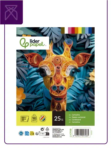 Pack cartulinas de 50x65 surtidas de colores Liderpapel | Venta de Papel