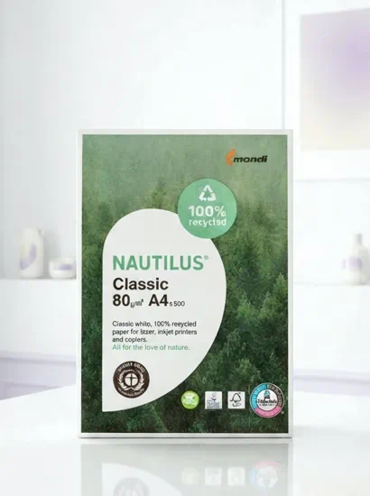 Papel cien por cien reciclado de 80 gramos nautilus | papel para impresora
