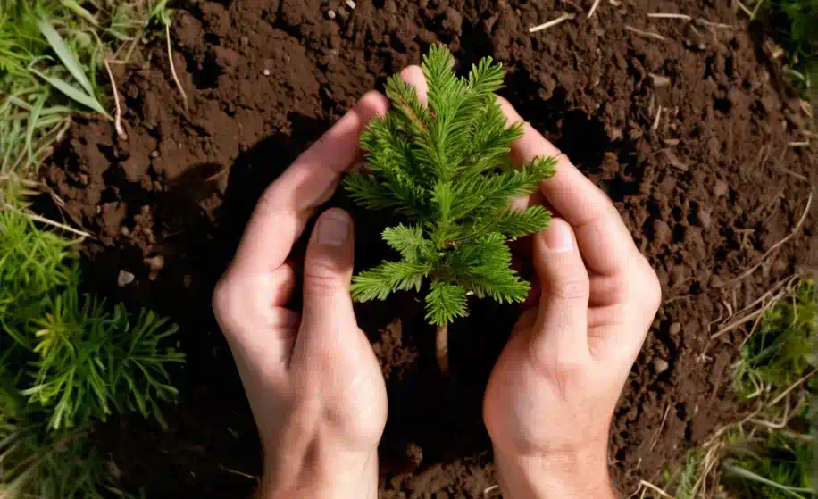 Plantación de Árboles con papeleris.