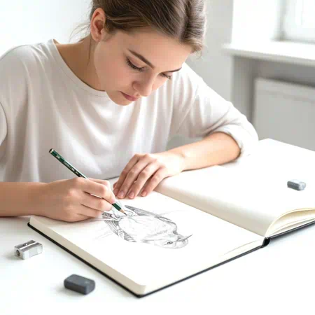chica dibujando con lapices de dibujo faber castell | lápices