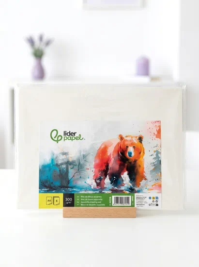 hojas de papel de acuarela en sobres de plastico liderpapel | láminas de dibujo
