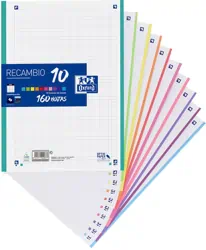 hojas de recambio con diez bandas de colores | recambio hojas archivador a4