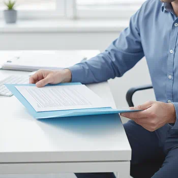 hombre guardando documento en subcarpeta de papeleris | archivadores