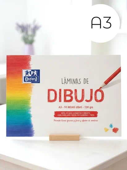 laminas de dibujo lisas marca oxford A3 | láminas de dibujo