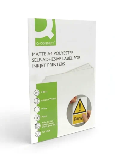 papel pliester para inkjet adhesivo A4 blanco mate | papeles especiales