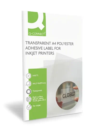 papel pliester para inkjet adhesivo A4 transparente | papeles especiales