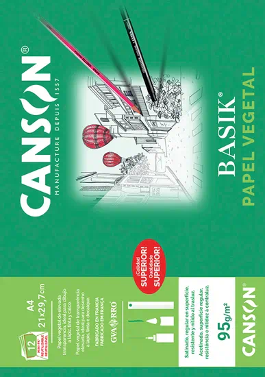 papel vegetal en sobres de 12 hojas A4 | papeles especiales