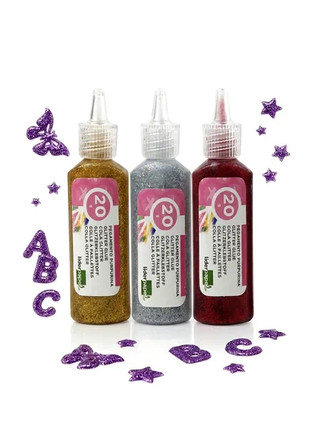 pegamentos con purpurina tipo frascos de 20 ml | pegamentos escolares