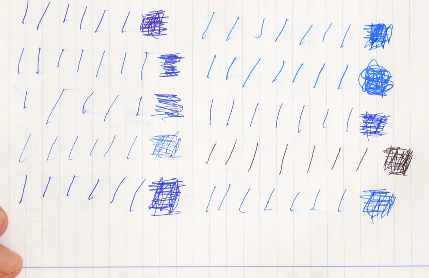 prueba de corrida de tintas y traspaso de tintas en papel de 60 g | Papeleris prueba de corrida de tintas y traspaso de tintas en papel de 60 g | Mejores bolígrafos